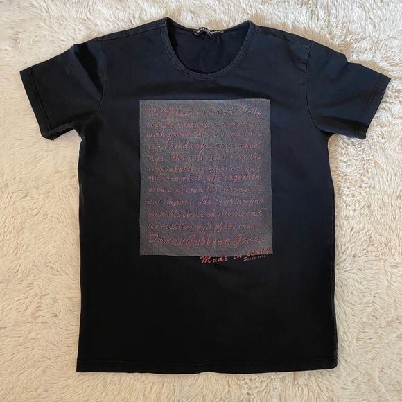 Dolce & Gabbana Graphic T-Shirt - Black Tee Made in Italy Size L - Picture 1 of 4